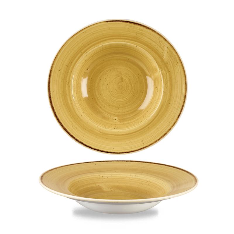 Stonecast Mustard Profile Wide Rim Bowl Med 23.88Cm Box 12