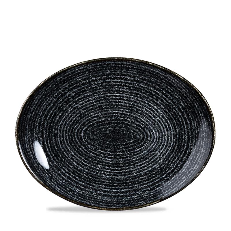 Studio Prints Charcoal Black Orbit Oval Coupe Plate 12.5´ Box 12´