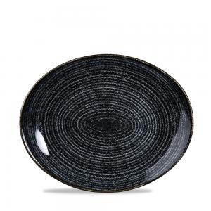 Studio Prints Charcoal Black Orbit Oval Coupe Plate 10 5/8´ Box 12´