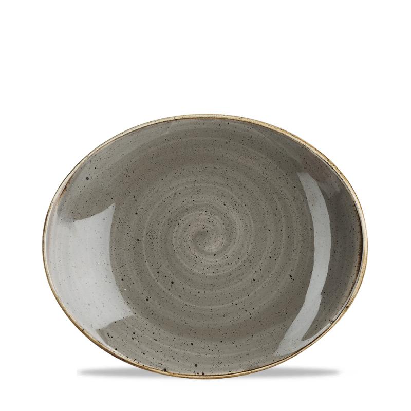 Stonecast Grey Oval Coupe Plate 19.7Cm Box 12
