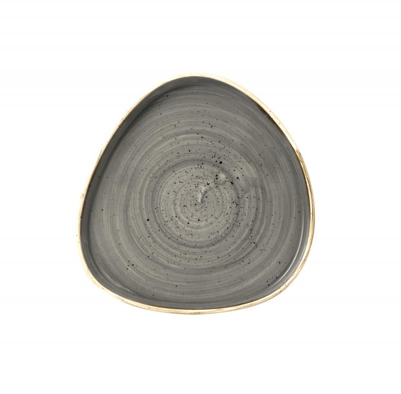 STONECAST GREY  TRIANGLE WALLED CHEFS PLATE 20CM BOX 6