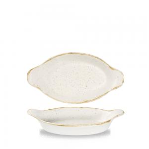 Stonecast Barley White  Intermed Oval Eared Dish 9 1/8 X 5´  Box 6´