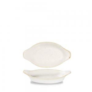 Stonecast Barley White  Small Oval Eared Dish 8 1/8 X 4 3/8´ Box 6´