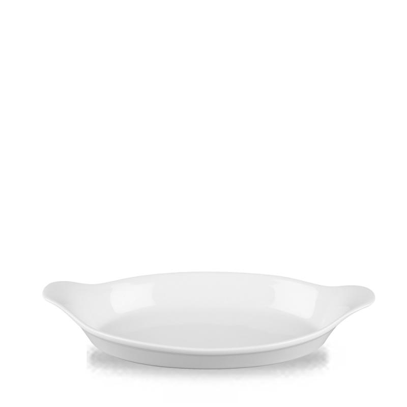 WHITE COOKWARE  LARGE OVAL EARED DISH 13.75´ BOX 6´