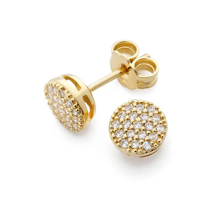 Örhänge 18k guld fast rund cz