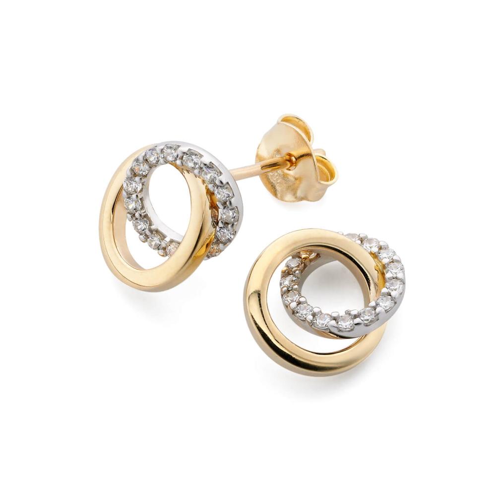 Örhänge 18k r/v guld cirklar m cz