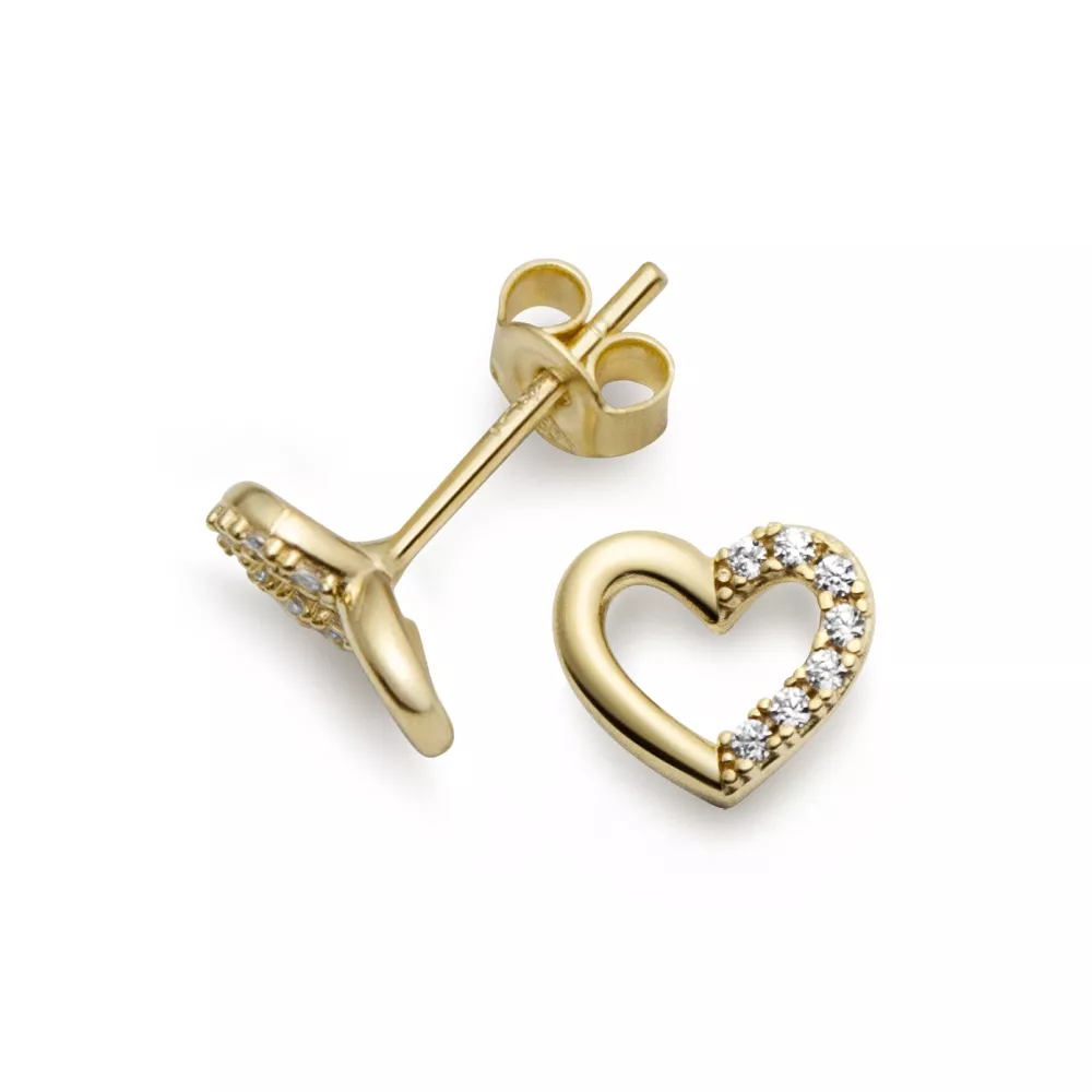 Örhänge 18k hjärta med cz