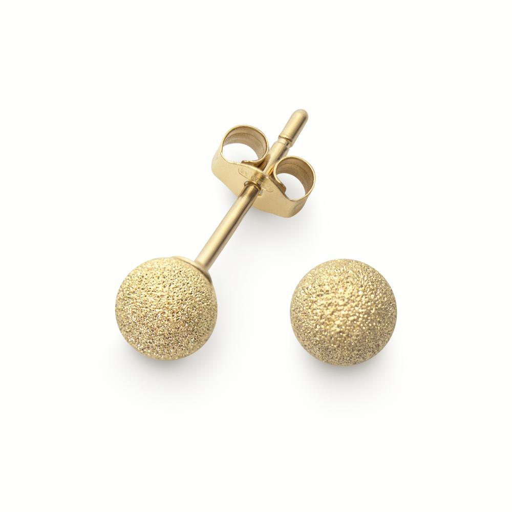 Örhänge 18k guld frostad kula 5mm