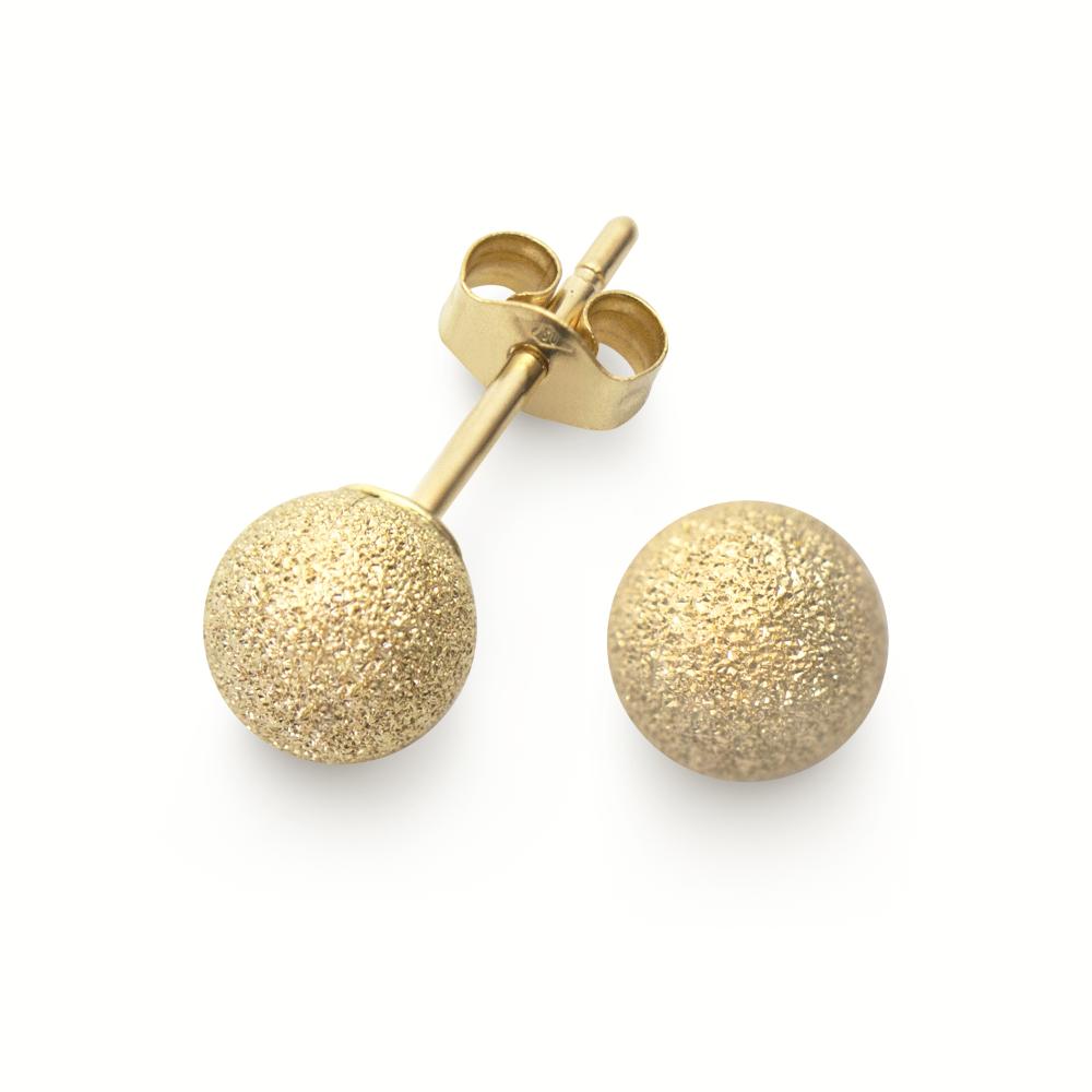 Örhänge 18k guld frostad kula 6mm