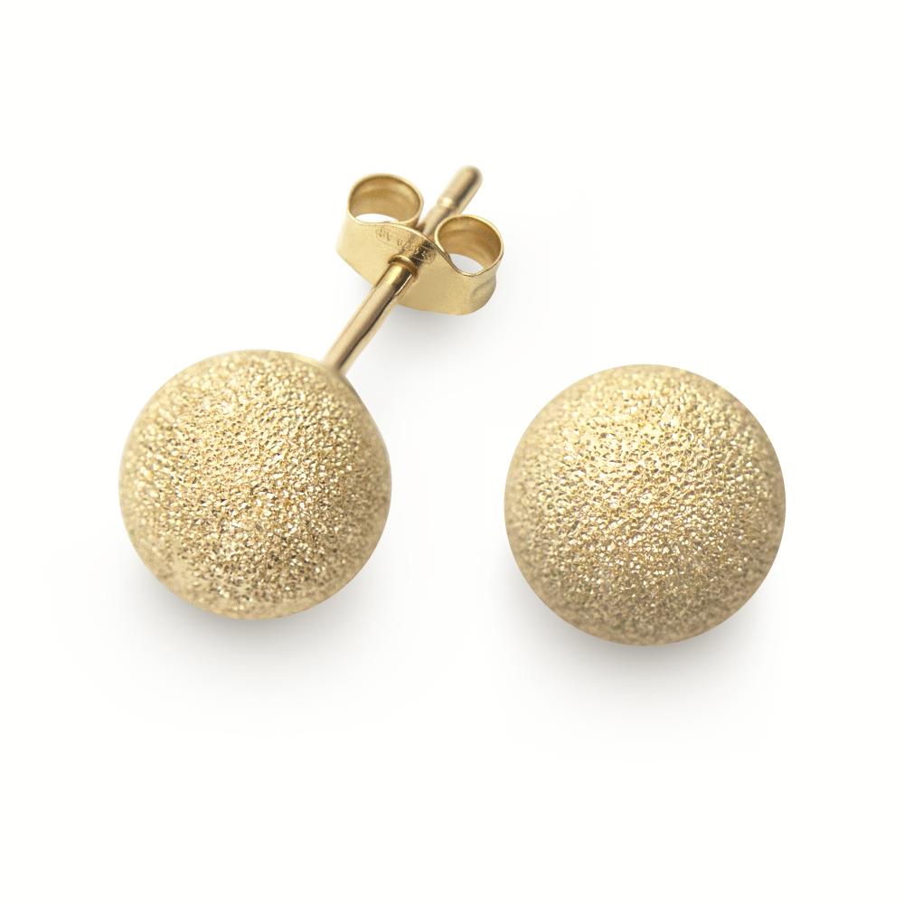 Örhänge 18k guld frostad kula 8mm