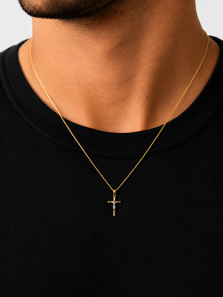 Hänge 18k r/v guld krucifix 13x22mm