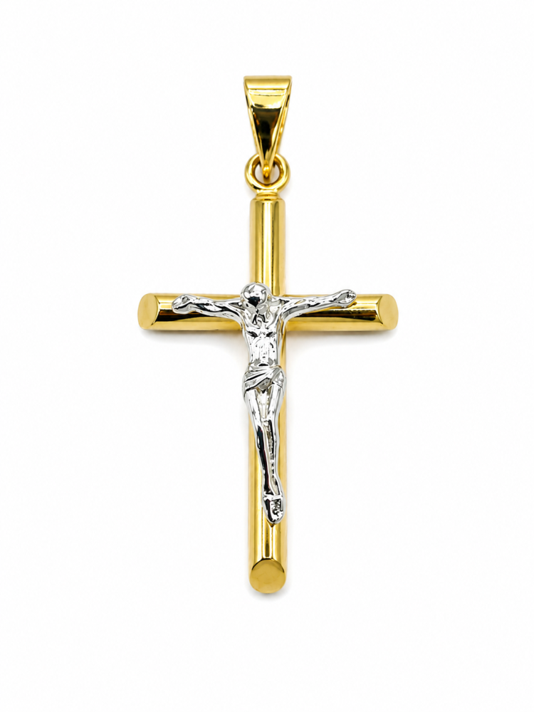 Hänge 18k r/v guld krucifix 13x22mm