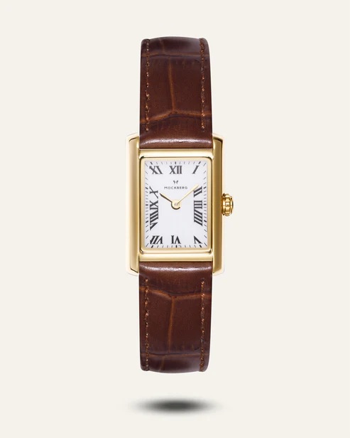 TIMELESS Brown leather gold watch