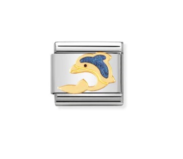 Classic, dolphin in 18k and enamel