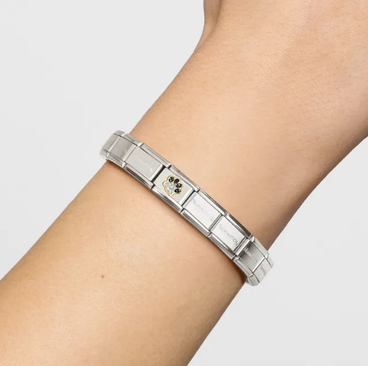 Nomination Paw print with black and silver glitter classic