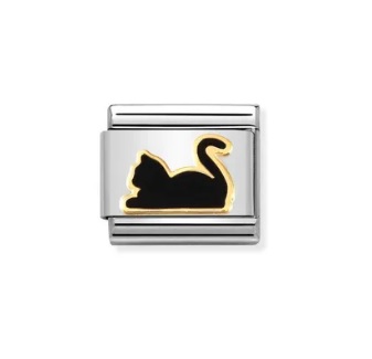 Classic, black cat 18k/enamel