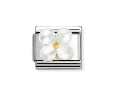 Nomination classic link, FLOWER WHITE MOTHER OF PEARL