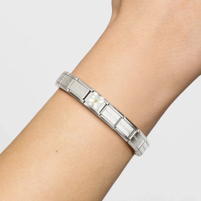 Nomination classic link, FLOWER WHITE MOTHER OF PEARL