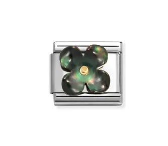 Nomination Classic link, FLOWER BLACK MOTHER OF PEARL