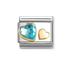 Classic länk, hearts, light blue cz/gold