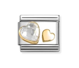 Classic länk, hjärtan, guld/cz