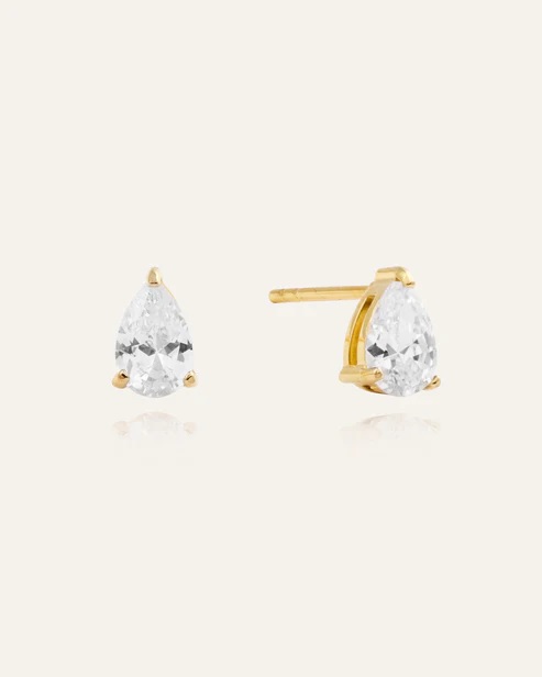 BELLE gold medium studs-white