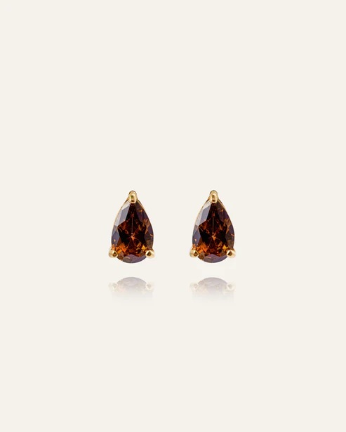 BELLE gold medium studs-coffee