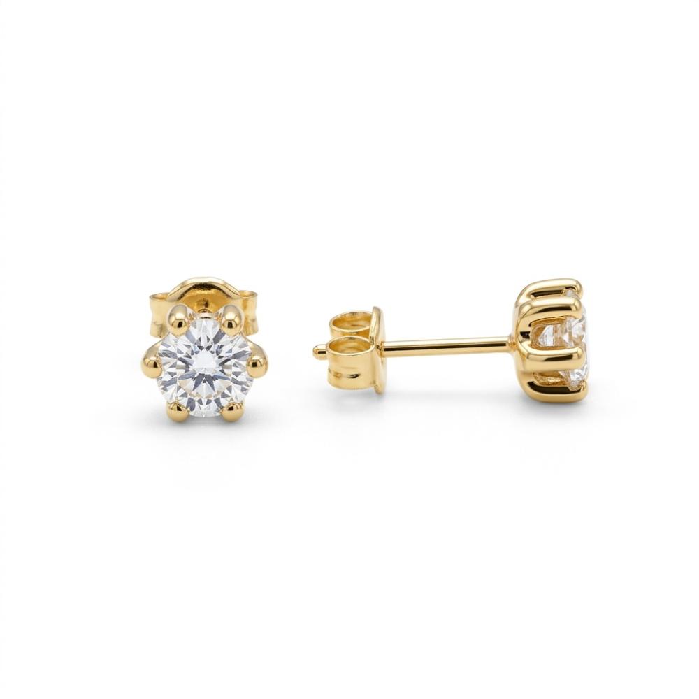 Örhänge 18k med 4mm cz 6 klor