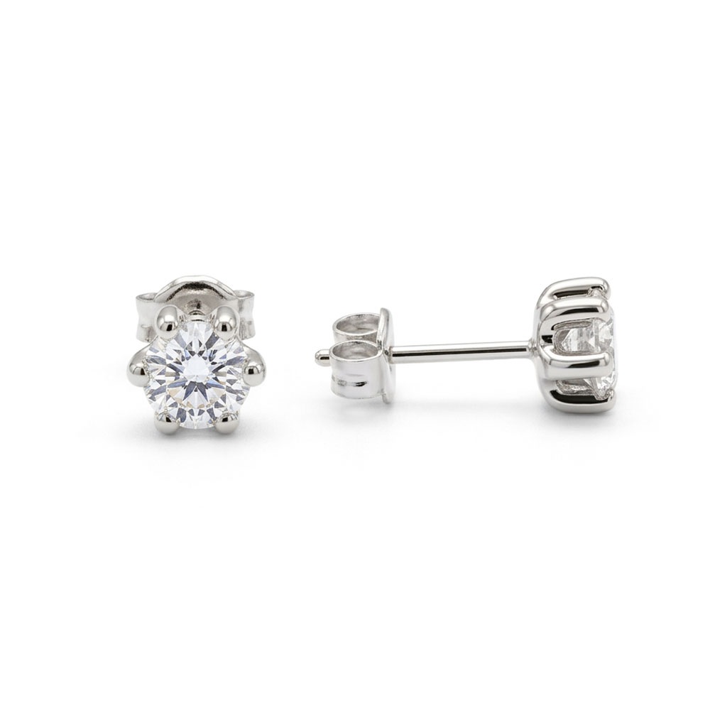 Örhänge 18k vg med 5mm cz 6 klor