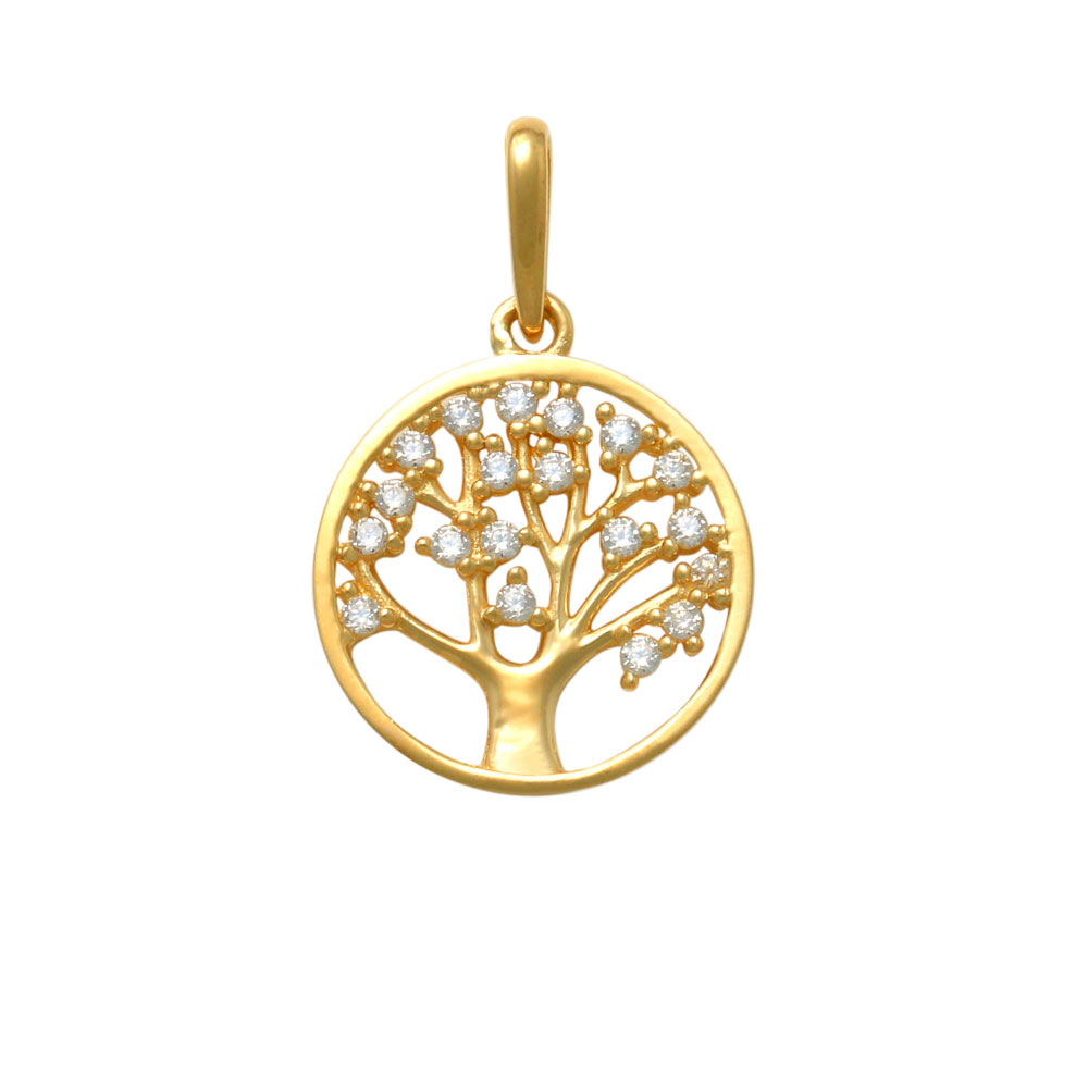 Hänge 18k guld, livets träd med cz
