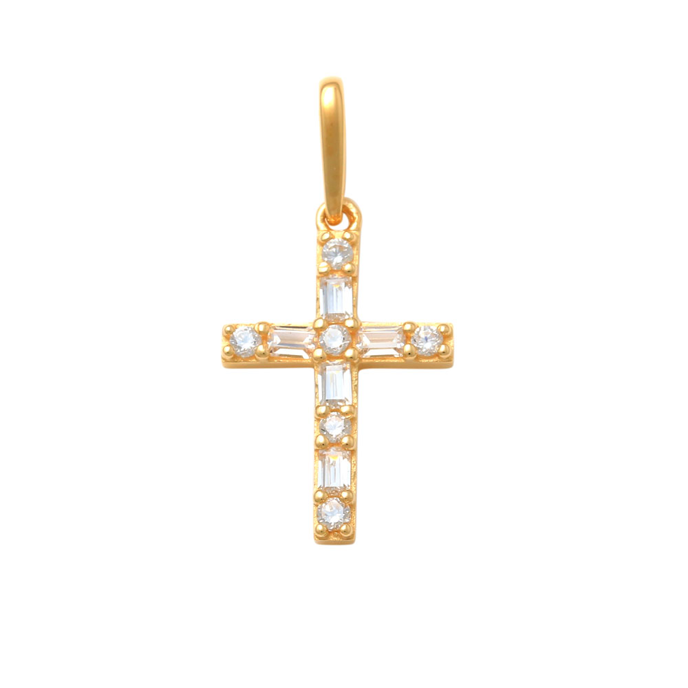 Guldhänge med cz kors 18k