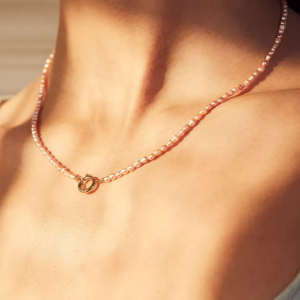 Collier Pearl Necklace Pink Gold