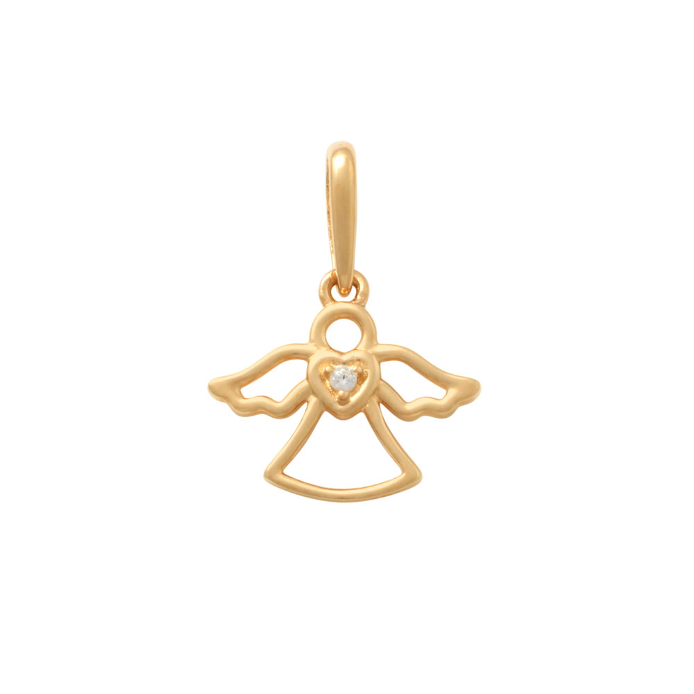 Hänge 18k guld, ängel med cz