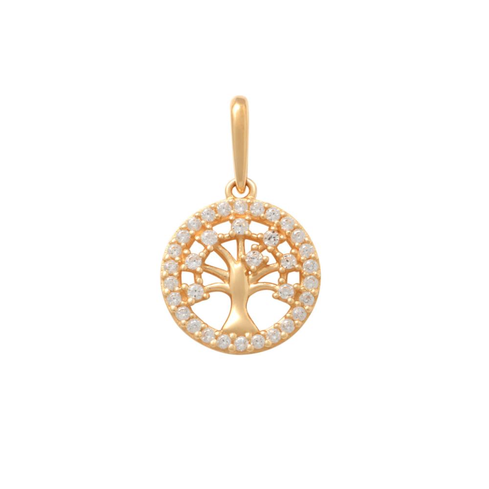 Hänge 18k guld, livets träd med cz
