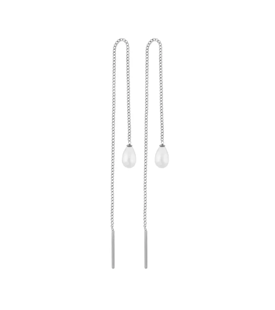 Pearl Chain Easrrings Steel
