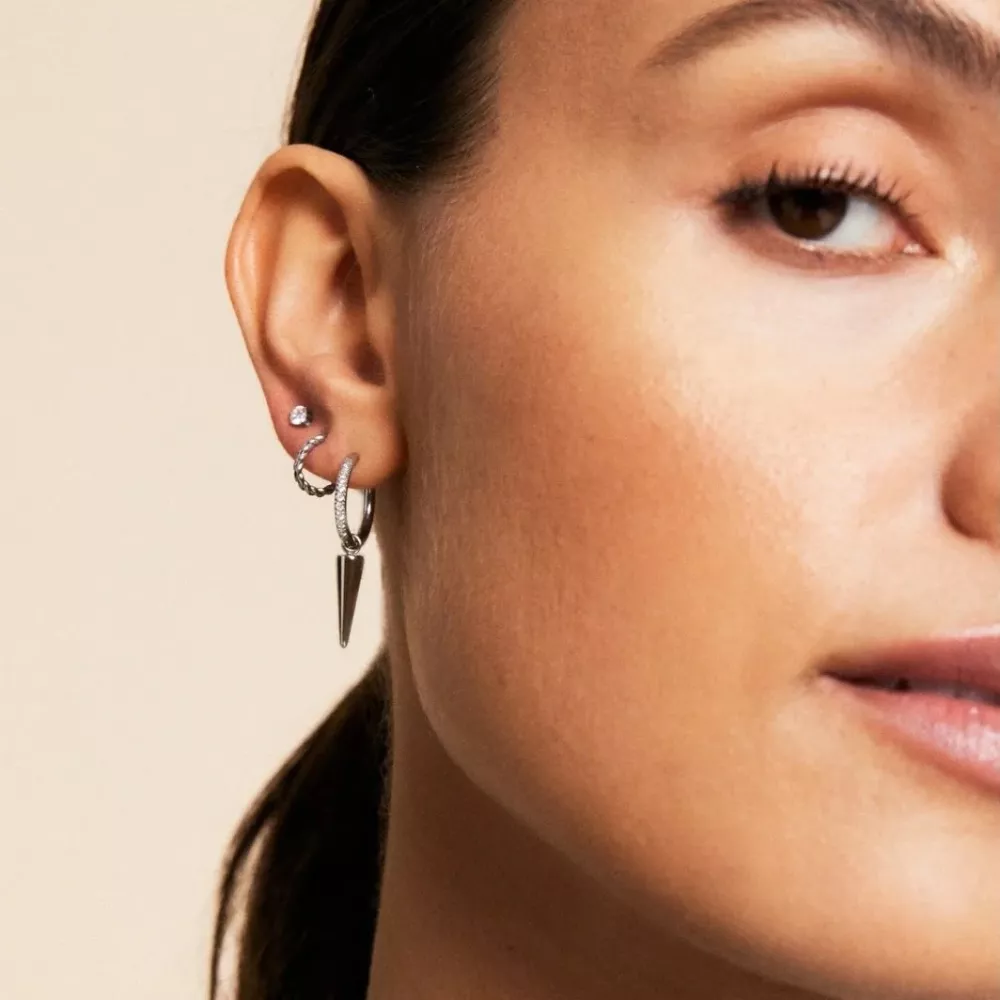 Peak Hoops Sparkle Steel