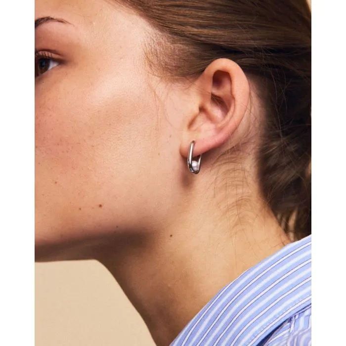 Modernist Pearl Hoops S Steel