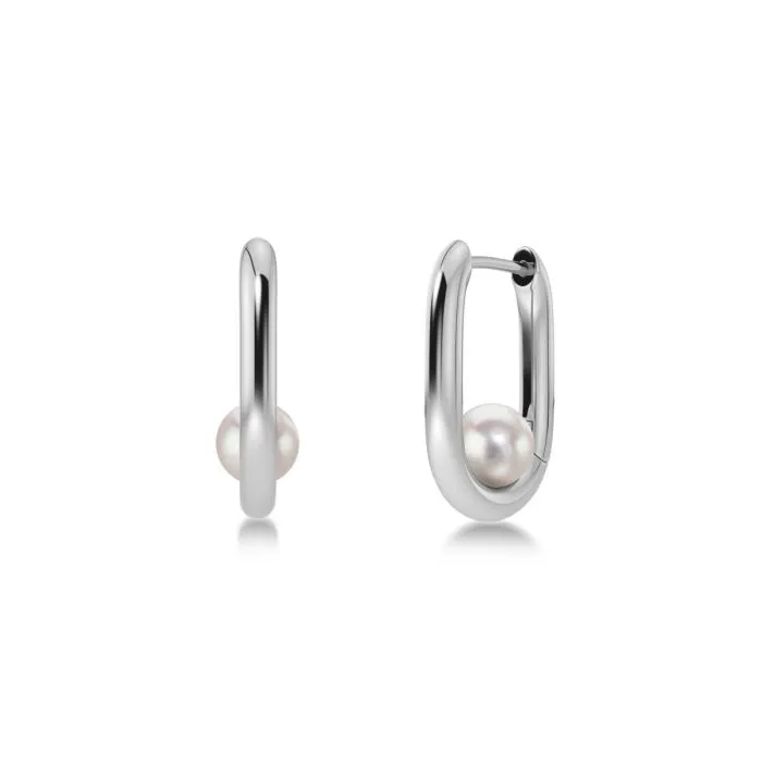 Modernist Pearl Hoops S Steel