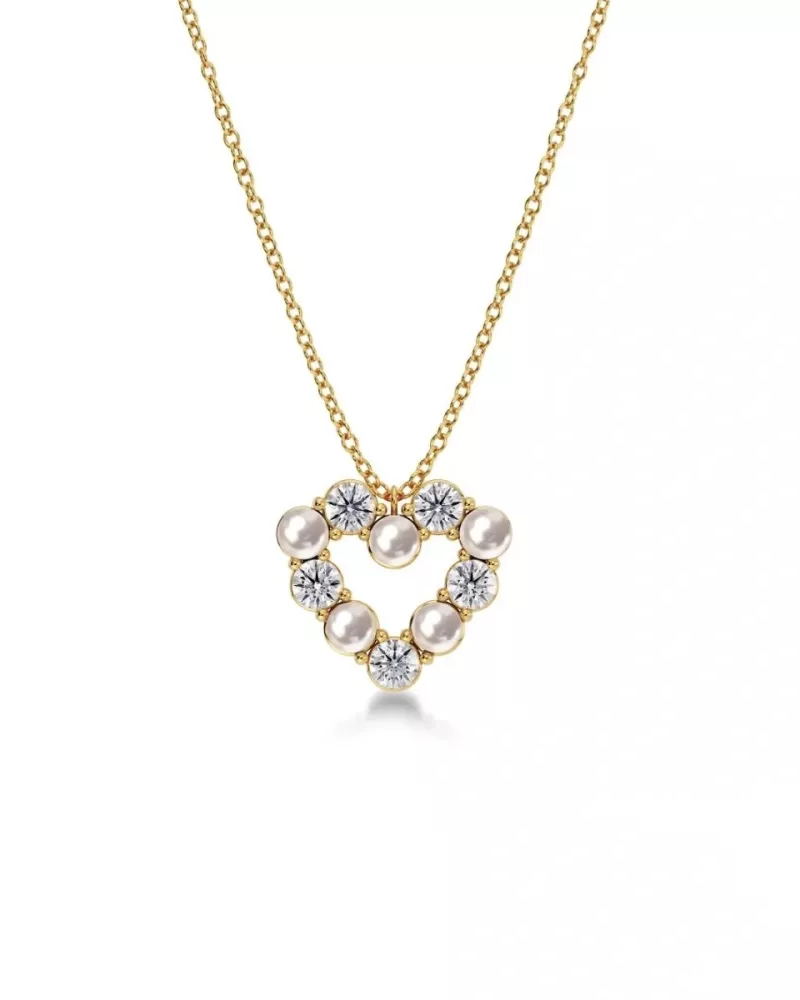 Affinity Pearl Heart Necklace Gold