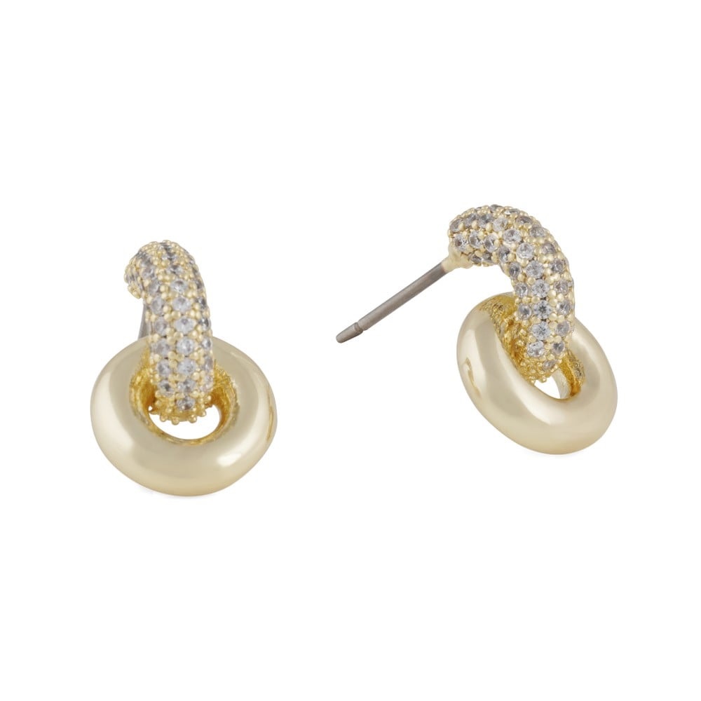 Liz double ring crystal pin ear g/clear