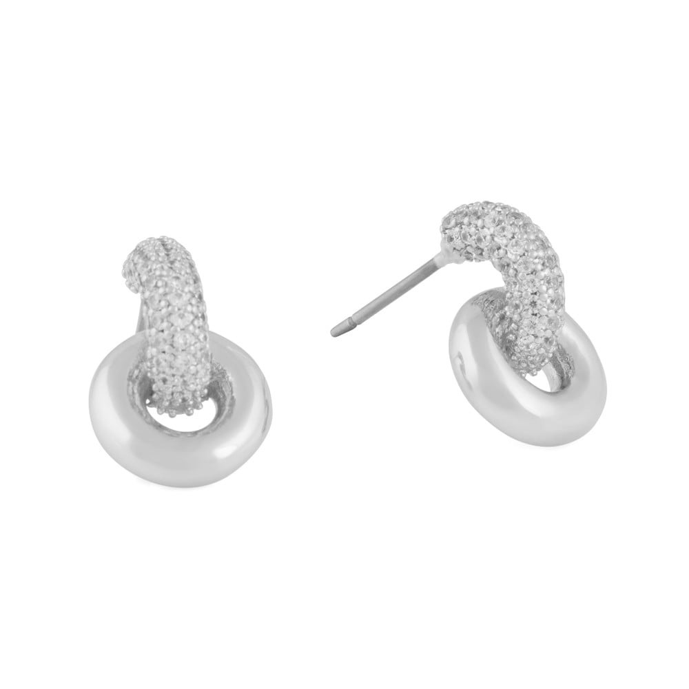 Liz double ring crystal pin ear s/clear