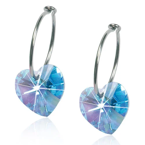 NT Ear ring 14mm heart Aquamarin