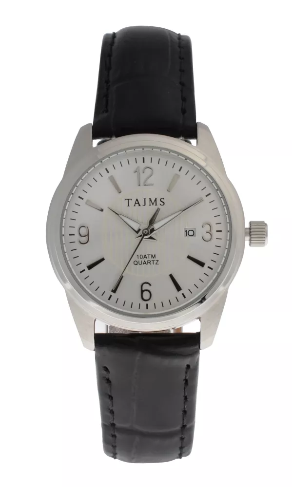 Analogt ur helstål svart läderband