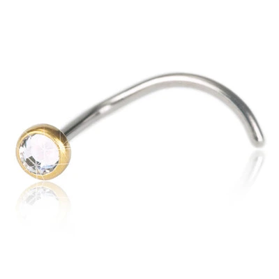 Golden Titanium Smycke näsa bezel crystal 3mm
