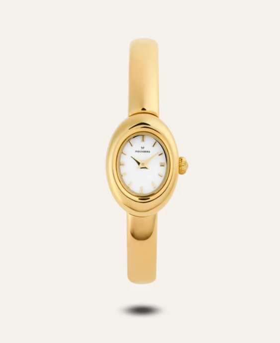 BELLE Oval petite gold bangle watch, small