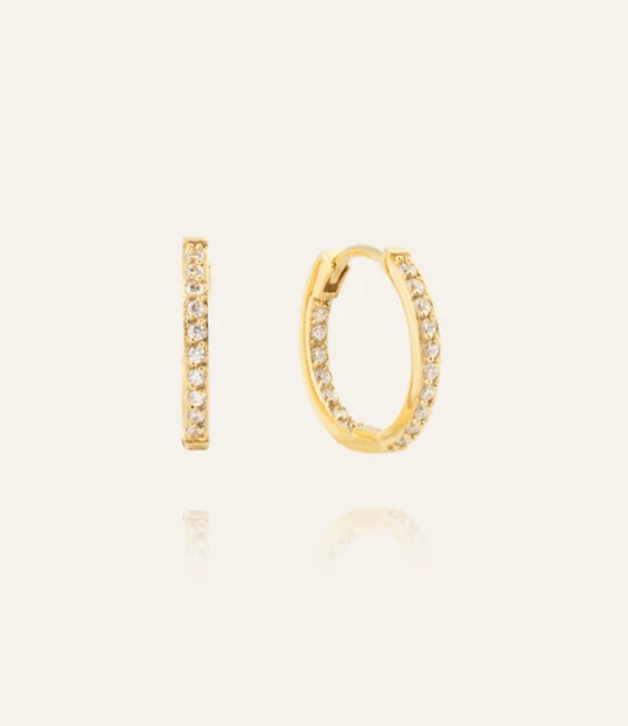 Sparkle gold medium hoops