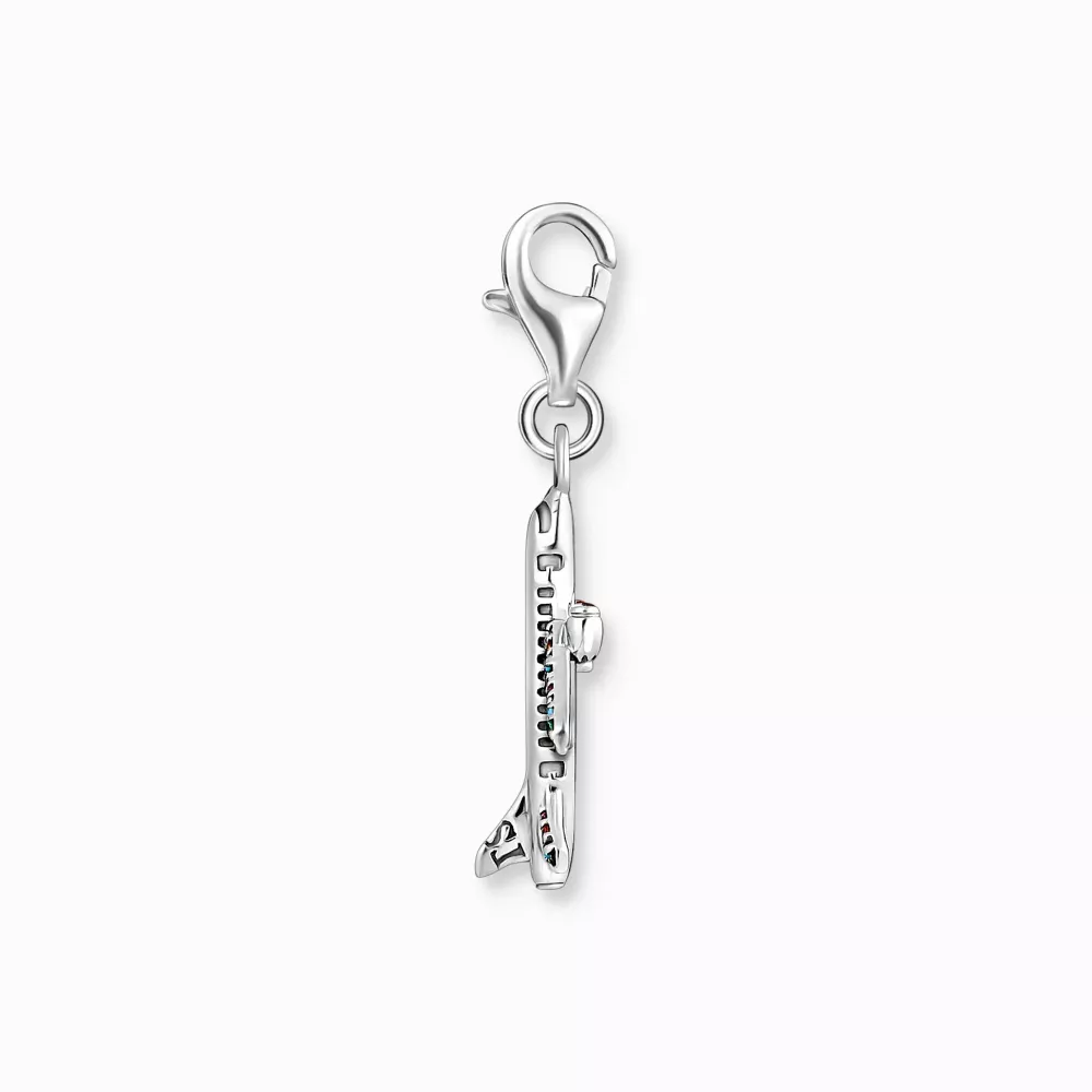 Charm-hängsmycke med färgglad flygplan silver