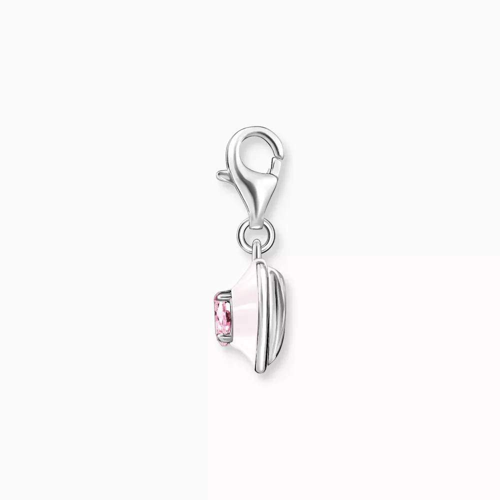 Charm-hängsmycke hjärta med rosa stenar silver