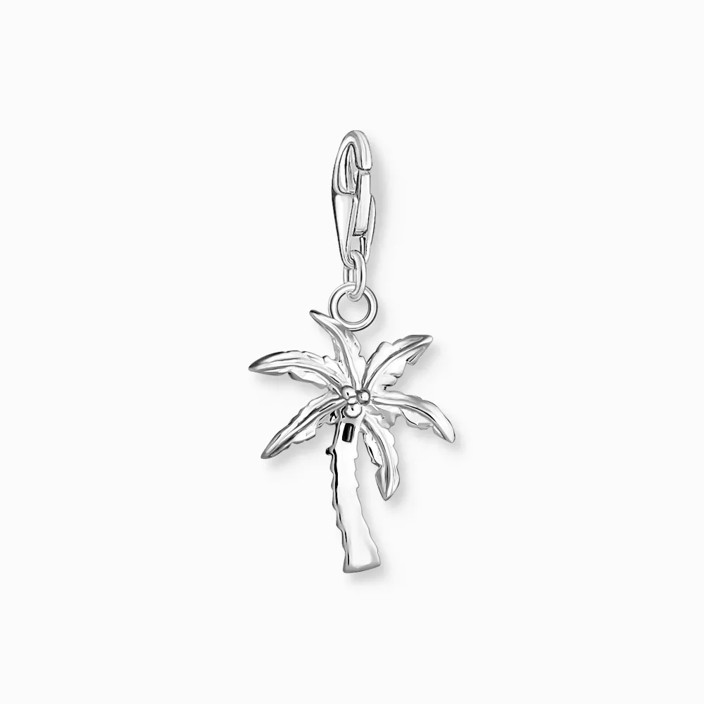 Charm-hängsmycke färgglad palm silver