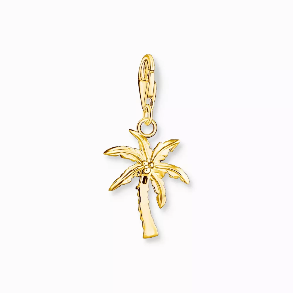 Charm-hängsmycke färgglad palm guldpläterad